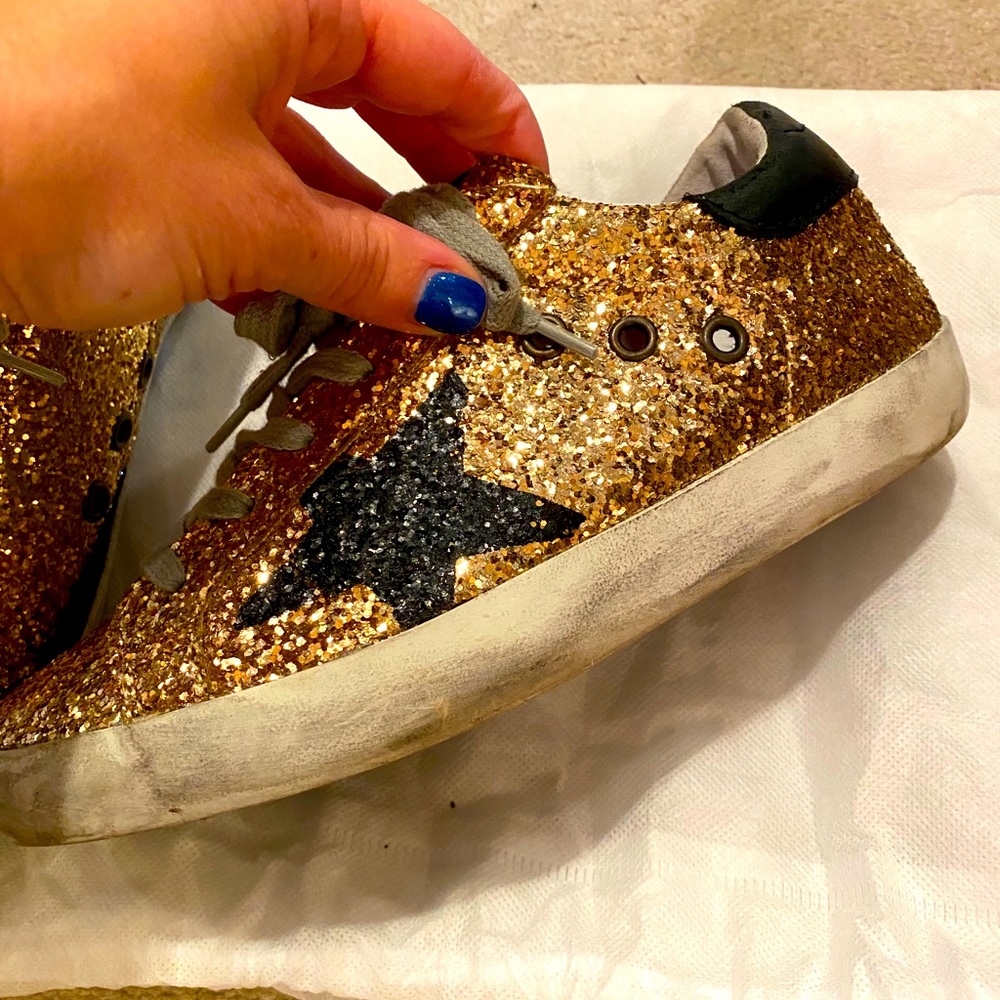Gold Glitter Golden Goose Sneakers